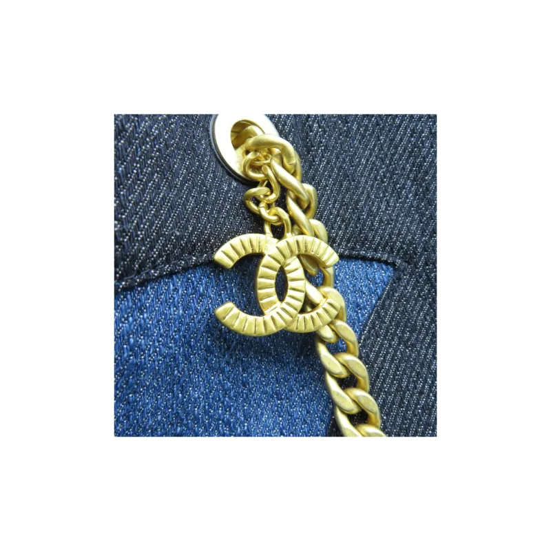 CHANEL Denim HOBO Bag, Shoulder Handbag Women's Blue & Blue-9
