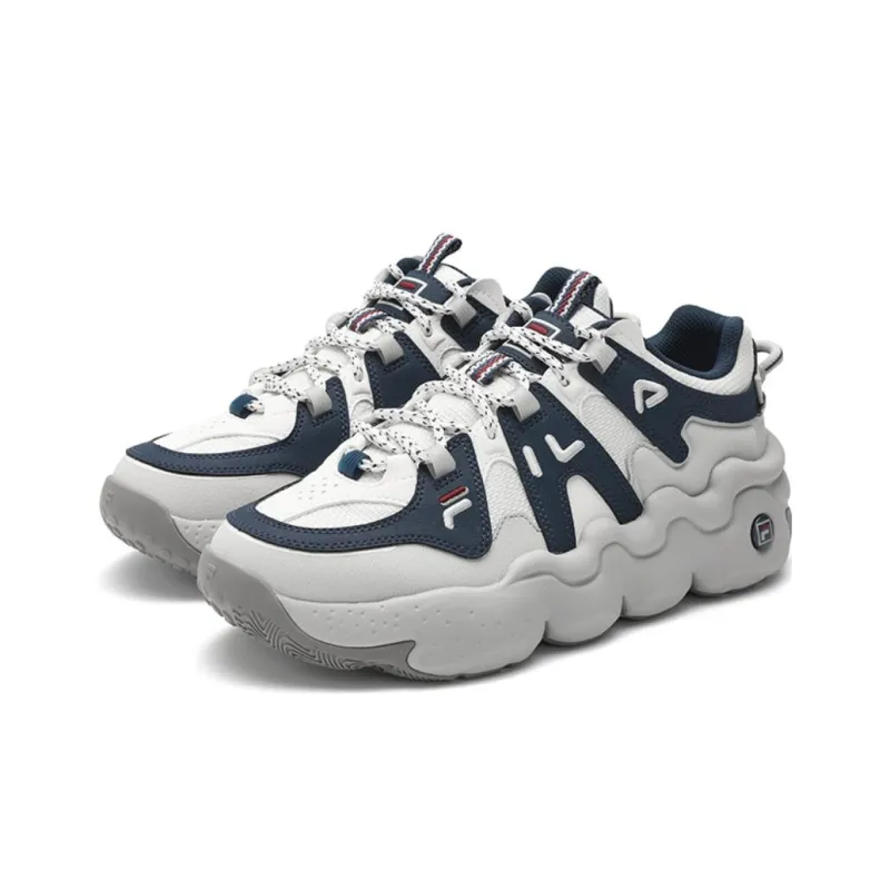 FILA Panini Cushioning Wear Resistant High Top Vintage Basketball Shoes Men's Blue White-1