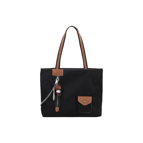 CHISIY Fabric Tote Bag Armpit Bag Shopping Bag One Shoulder Handbag Large Size Women's Black