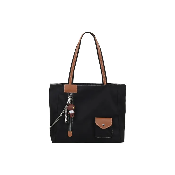 CHISIY Fabric Tote Bag Armpit Bag Shopping Bag One Shoulder Handbag Large Size Women's Black-0