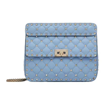 Valentino ROCKSTUD SPIKE Quilted Nappa Leather Portable Crossbody Bag, Shoulder Bag Women's Cerulean