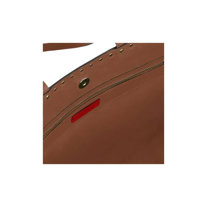 Valentino GARAVANI ROCKSTUD Grained Calfskin Tote Bag Shopping Bag Shoulder Bag Handbag Women's Saddle Color-3