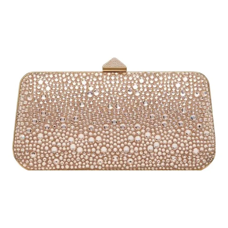 Valentino CARRY SECRETS Rhinestone One Shoulder Crossbody Clutches Women's Gold Quartz-3