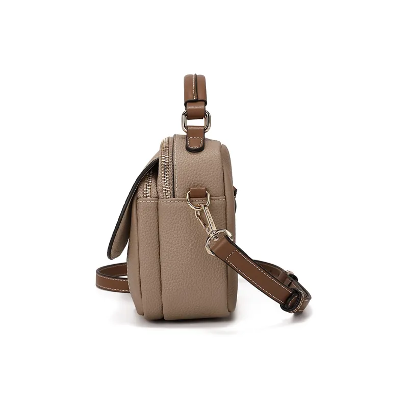 MEXICAN Cow Leather Pandora Bag, One Shoulder Handbag Regular Women's Midnight Black/Almond White/Trench Gray-15
