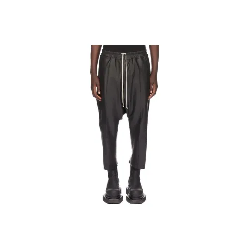 RICK OWENS Leather Pants Men Black