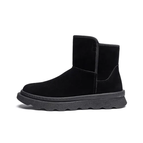 15 MINS Ankle Boots Men Fleece-Lined Black