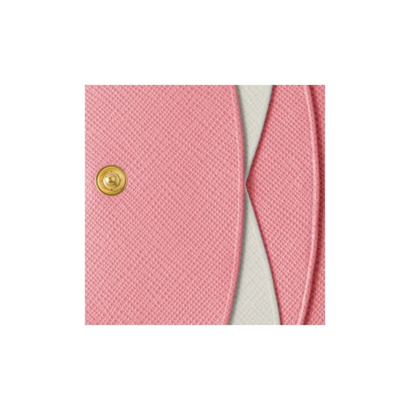 PRADA Leather Card Holder Wallet Small Size Women's Snowflake Gypsum Flower-5