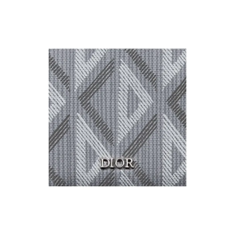 DIOR CD Diamond Canvas With Smooth Calfskin Wallet Men's Gray-4