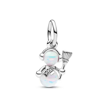 Pandora 925 Sterling Silver, Synthetic Opal, Synthetic Cubic Zirconia Pendants Women's Silver