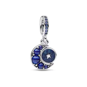 Pandora 925 Sterling Silver Glass Pendants Women's Blue/Silver