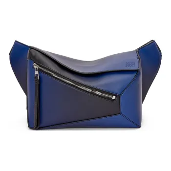 LOEWE Puzzle Silk Cow Leather Fanny Pack Small Size Men's Marine Blue