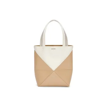 LOEWE Shiny Cow Leather Handbag Mini Women's Soft White & Light Brown