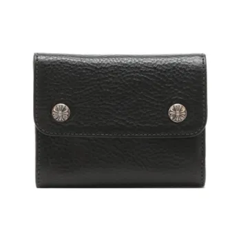 Chrome Hearts Leather Wallet Unisex Black