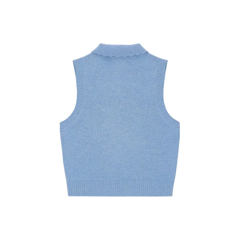 GANNI Re-Cut Blue Graphic Vest Tank Tops Women's Blue-1