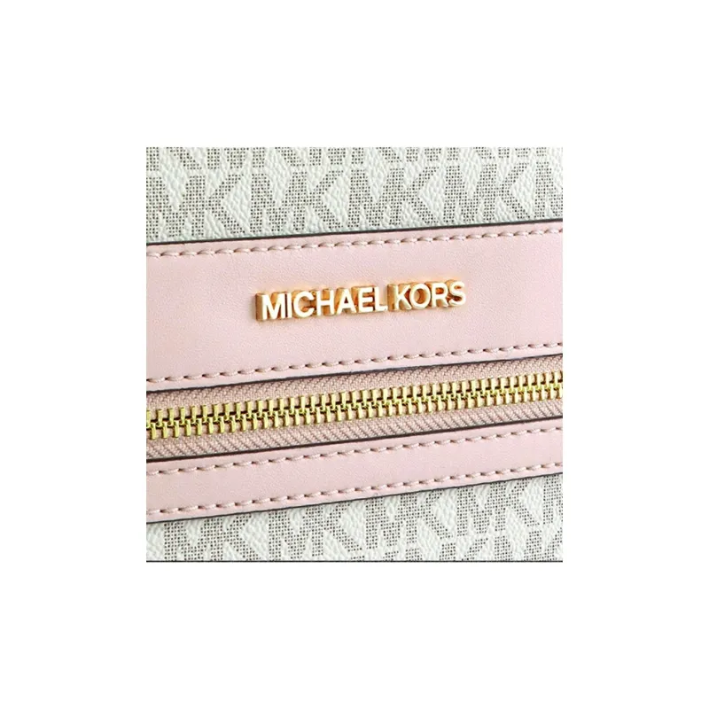MICHAEL KORS Kenly PVC Tote Bag, Shopping Bag, Shoulder Bag, Handbag Women's Vanilla White & Pink-4
