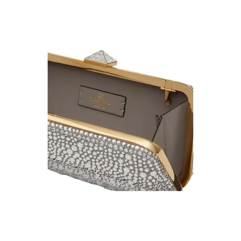 Valentino Rhinestone Clutch Women's Silver-5