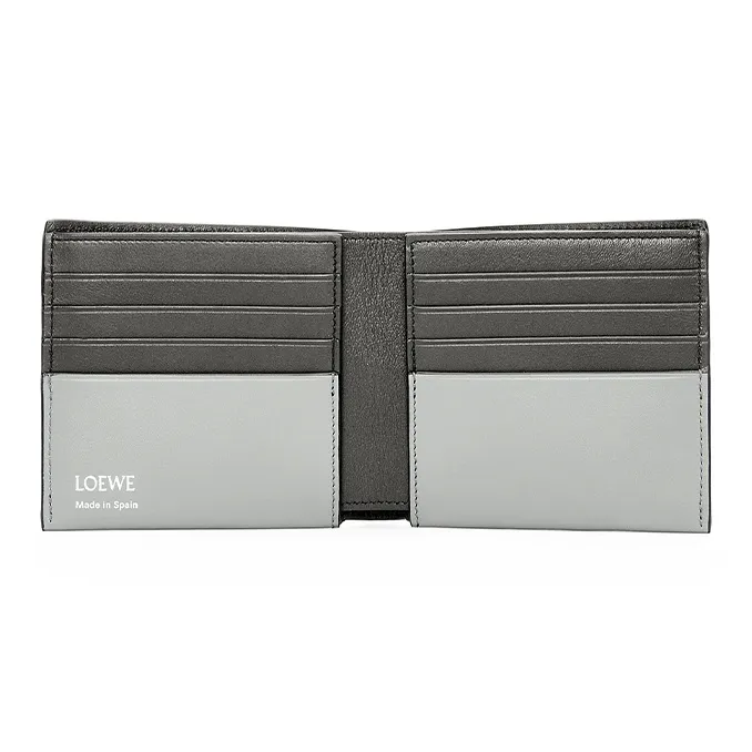 LOEWE Shiny Nappa Cow Leather Wallet Men's Pearl Gray & Dark Gray-3