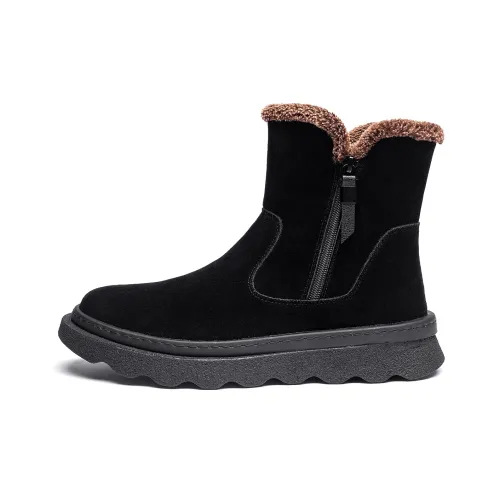 15 MINS Ankle Boots Men Fleece-Lined Black