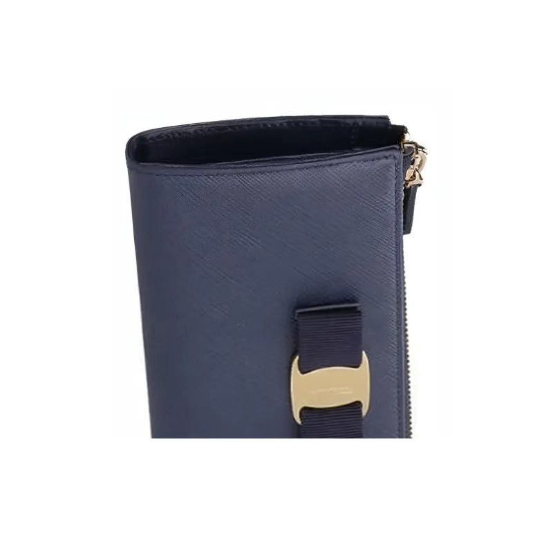 FERRAGAMO Leather Wallet Women's Blue-5
