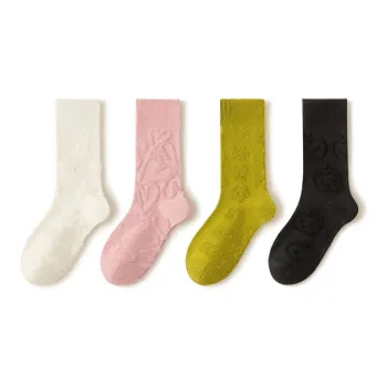 SHIWAJI Mid-Calf Socks Women's 4 Pack