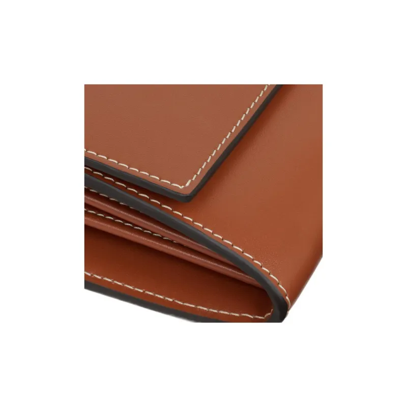 CELINE Calfskin Wallet Large Size Women's Brown-4