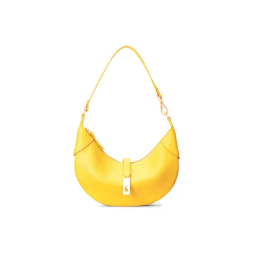 Polo Ralph Lauren Polo ID Cow Leather Crescent Bag Handbag Shoulder Bag Women's Yellow