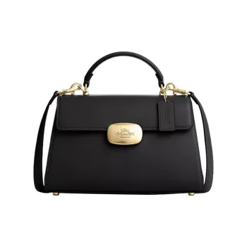 COACH Eliza Premium Calfskin Shoulder Bag Crossbody Bag Handbag Large Size Women's Black
