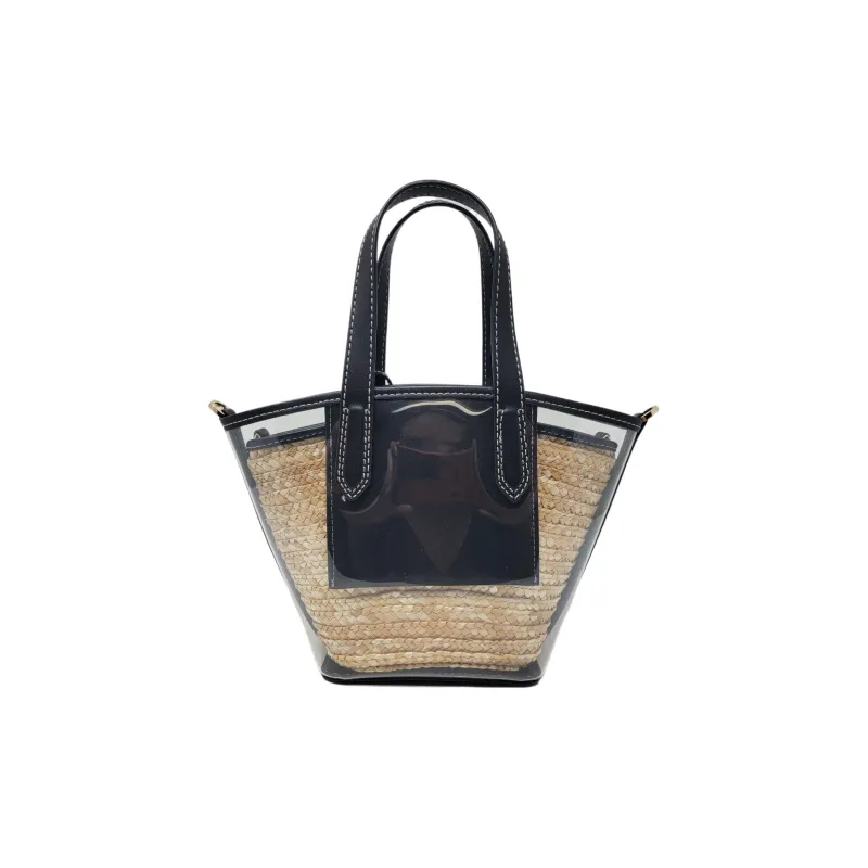MICHAEL KORS Kimberly Artificial Leather Tote Shoulder Bag Shopping Bag Crossbody Bag Small Size Women's Clear/Black-3