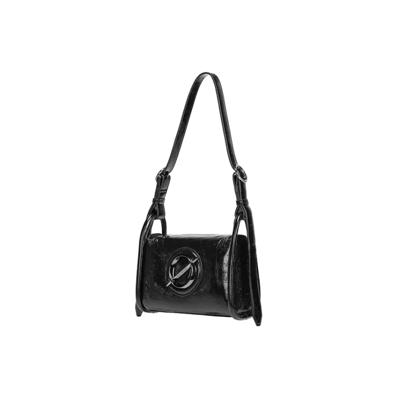 JELLYTOYBOY Cow Leather Patchwork With Artificial Leather Curvy Pack Shoulder Bag Crossbody Bag Women's Black-1