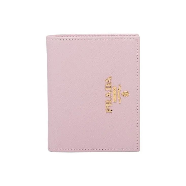 PRADA Leather Card Holder Wallet Small Size Women's Snowflake Gypsum Flower-0