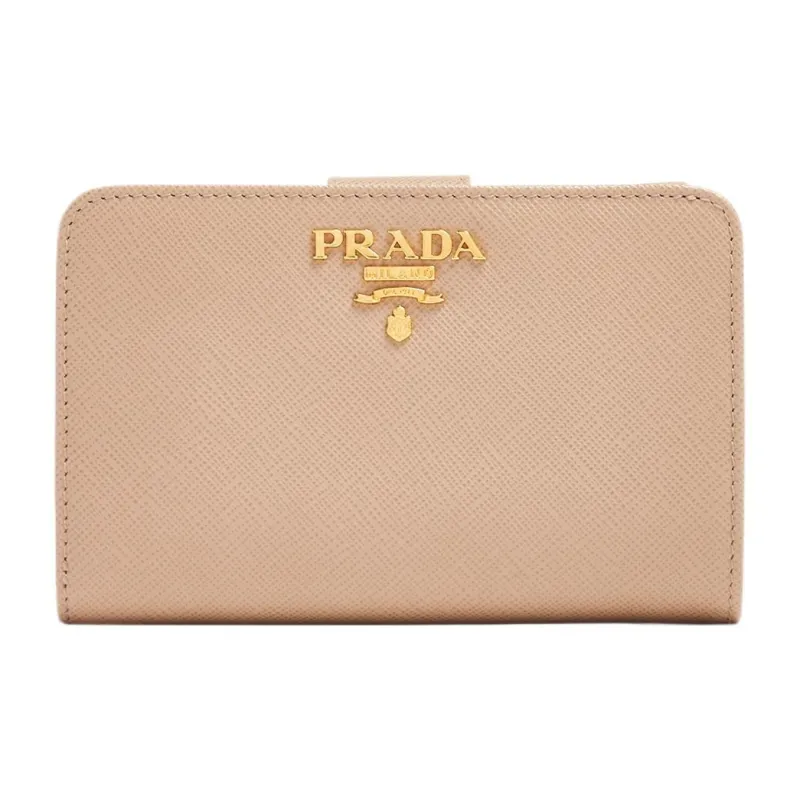 PRADA Leather Wallet Women's Beige-0