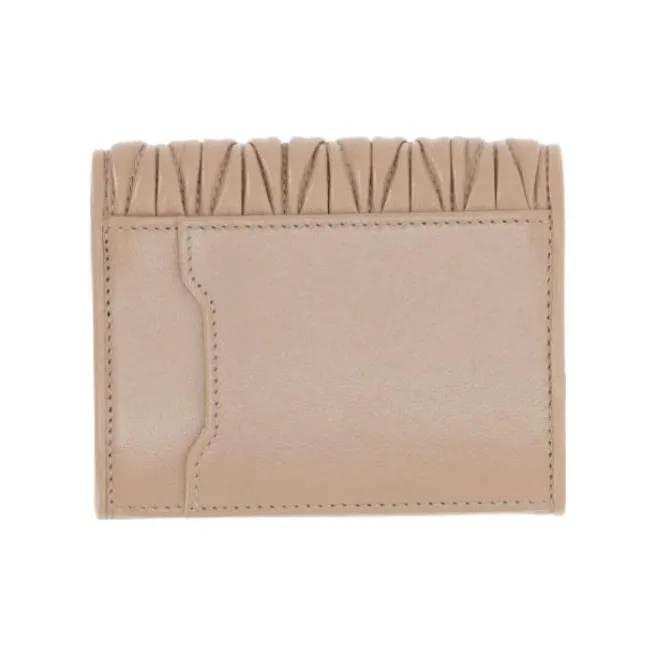 MIU MIU Matelassé Soft Sheep Leather Wallet Women's Sand Beige Yellow-1