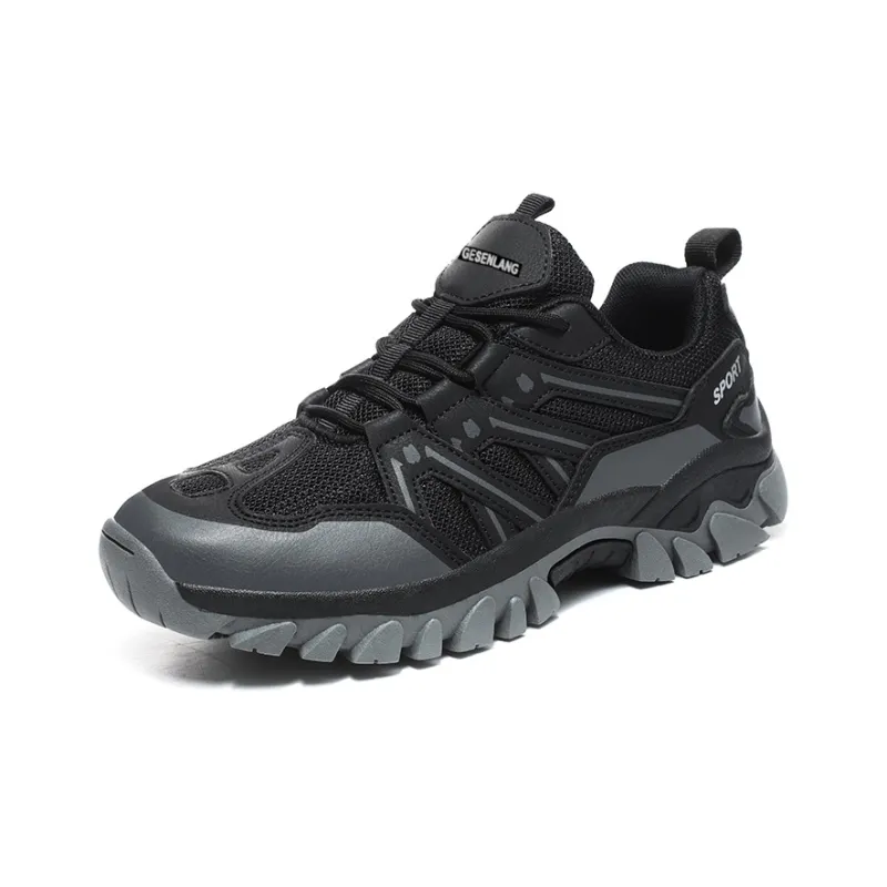 GESENLANG Wear Resistant Breathable Slip Resistant Low Top Outdoor Shoes Men's Black-1
