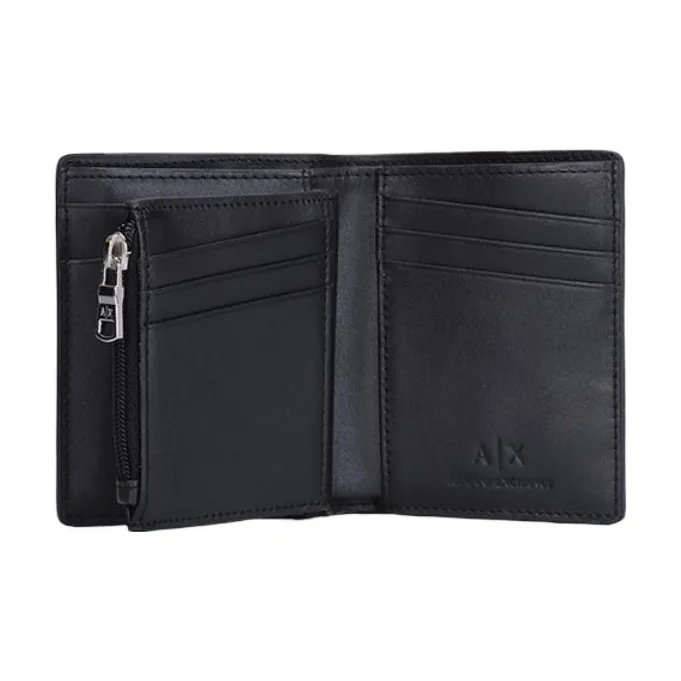 ARMANI EXCHANGEAE Cow Leather Patchwork With Fabric Wallet Men's Black-2