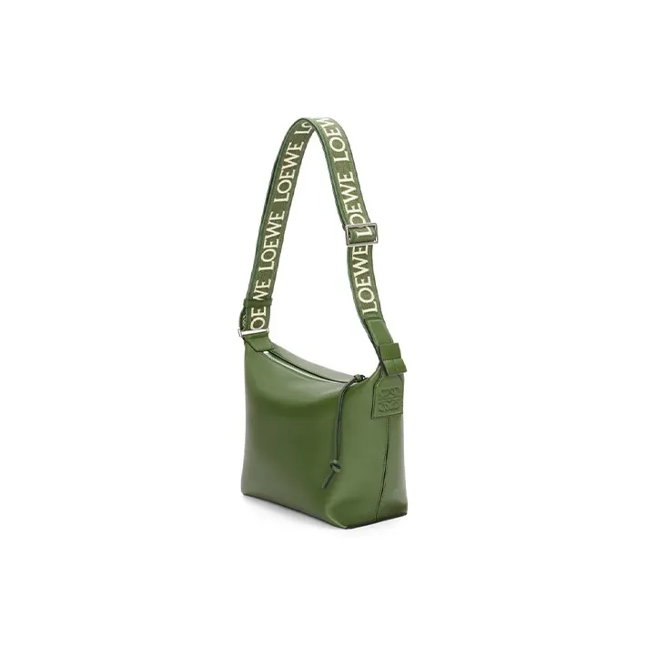 LOEWE Cubi Soft Smooth Cow Leather Messenger Bag, Shoulder Bag, Crossbody Bag Trumpets Men's Forest Green-1