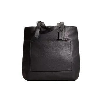 COACH Metropolitan Leather Tote Bag Shopping Bag Shoulder Bag Handbag Large Size Men's Gunmetal With Midnight Navy