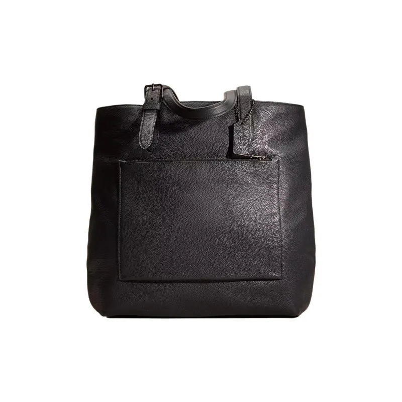 COACH Metropolitan Leather Tote Bag Shopping Bag Shoulder Bag Handbag Large Size Men's Gunmetal With Midnight Navy-0