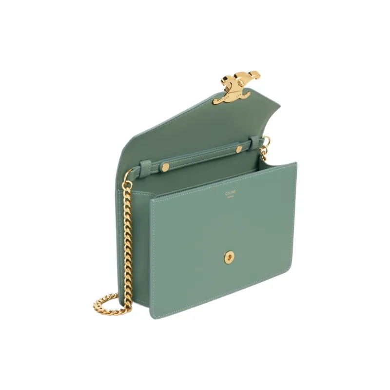 CELINE Shiny Calfskin Wallet Women's Celadon-3