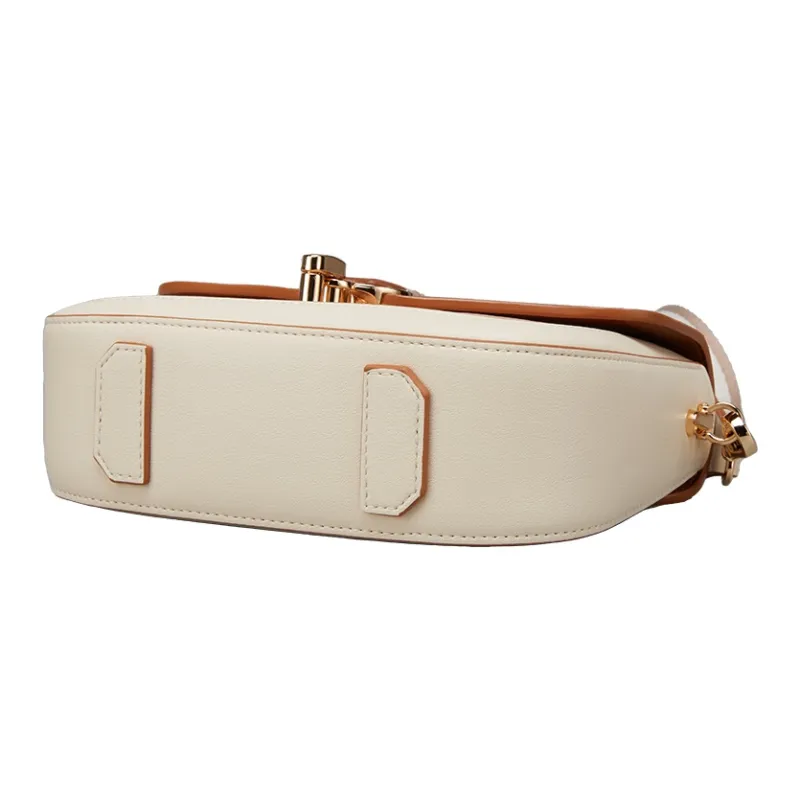 YEARCON Synthetic Leather Saddle Bag, Shoulder Bag, Crossbody Bag Women's Ecru & Yellow Brown-4