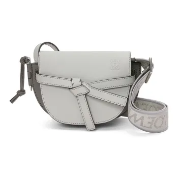 LOEWE Gate Soft Cow Leather Crossbody Bag, Shoulder Bag Women's Pearl Gray & Dark Gray