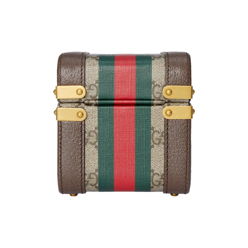 GUCCI Canvas With Leather Makeup Bag Trumpets Unisex Beige & Ebony-3