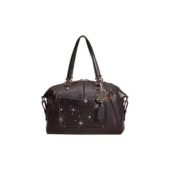 COACH Prairie Leather Travel Bag Handbag Shoulder Bag Crossbody Bag Large Size Women's Light Gold/Black