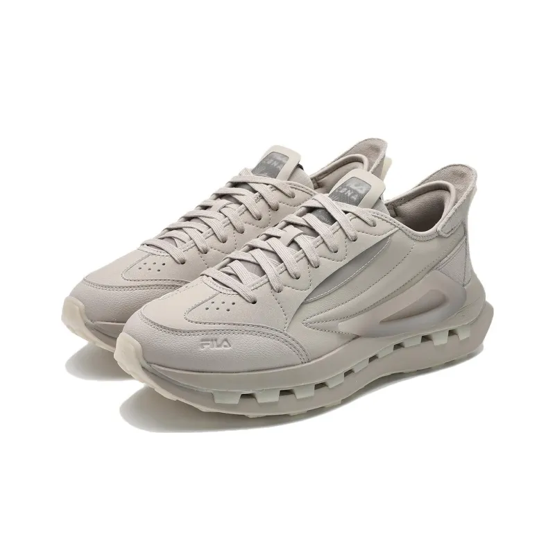 FILA KM Cushioning Breathable Support Low Top Casual Running Shoes Men's Silver Gray-1