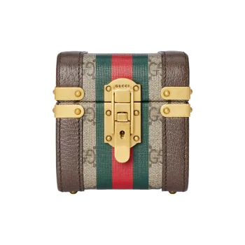GUCCI Canvas With Leather Makeup Bag Small Size Unisex Beige & Ebony