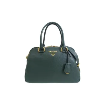 PRADA Leather Shoulder Bag Crossbody Bag Handbag Women's Emerald Green