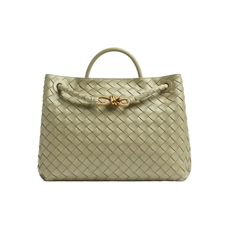 Bottega Veneta Andiamo Series Sheepskin Shoulder Bag Crossbody Bag Handbag Medium Size Women's Limestone Green-0
