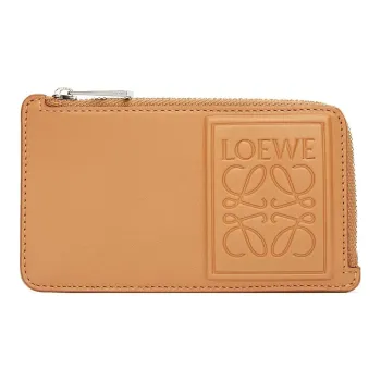 LOEWE Satin Cow Leather Wallets Card Holders Regular Men's Warm Sand Yellow