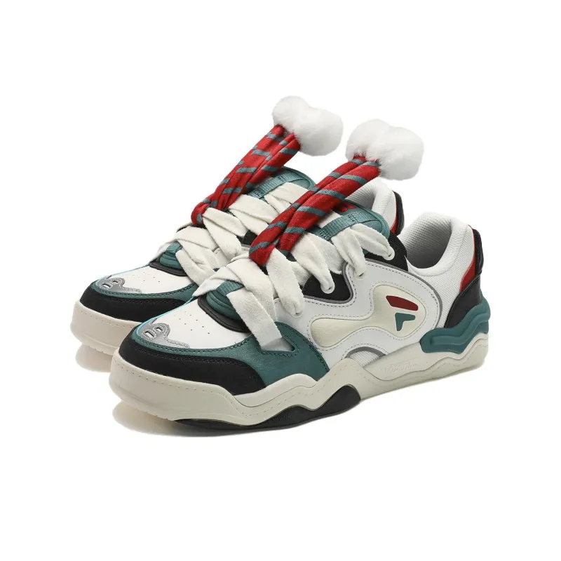 FILA FUSION KICK DX XMAS Cushioning Wear Resistant Low Top Skateboard Shoes Men's White Green Black-1