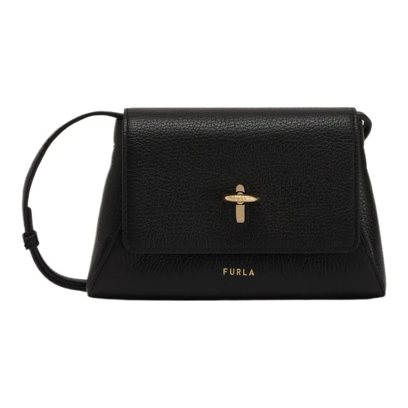 Furla Leather Shoulder Bag, Crossbody Bag Regular Women's Black-0