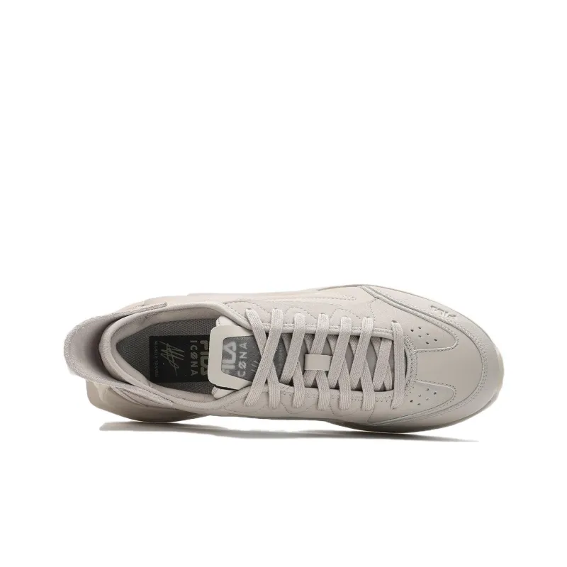 FILA KM Cushioning Breathable Support Low Top Casual Running Shoes Men's Silver Gray-2